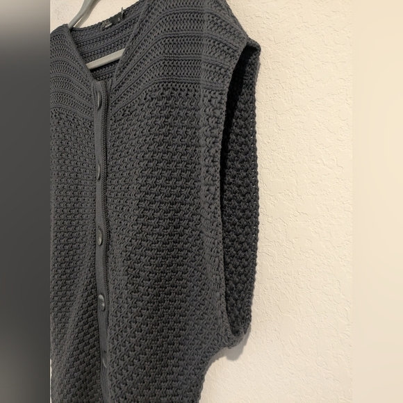 Prana Grey Chunky Knit 100% Organic Cotton Button-Up Estee Sweater Vest Layering - Picture 7 of 9